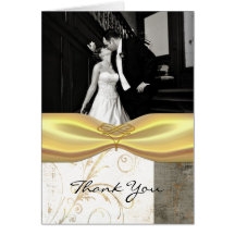 Chic Wedding Photo Thank You Card