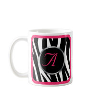 Chic Zebra Print Berry Pink Monogram mug