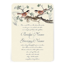 Chicadee Vintage Birds Wedding Invite