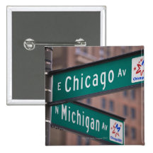 Chicago and Michigan Avenue signposts, Chicago, Buttons