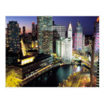 Chicago at night post card