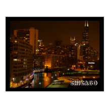 CHICAGO by night postcard