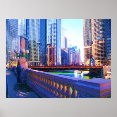 Chicago Canal Painting by Cdiehlio