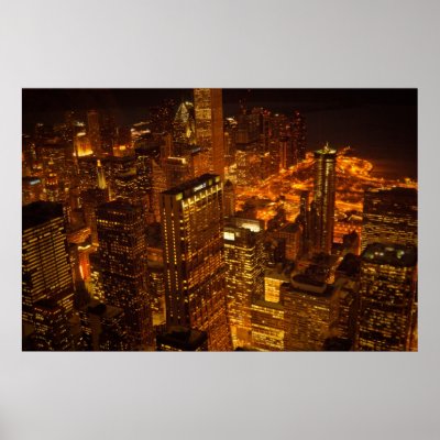 Chicago City Lights Print by sgadomski