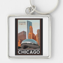 Chicago - Cloud Gate at Millenium Park Keychain
