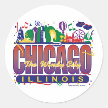 Chicago-Confetti Round Stickers