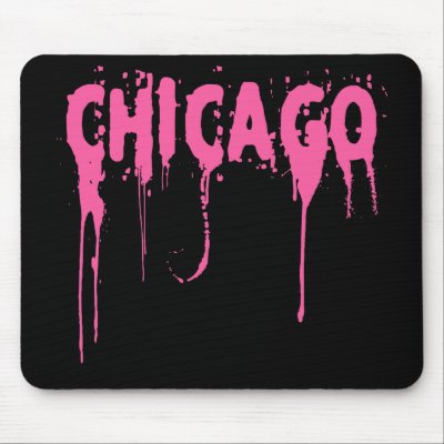 CHICAGO DRIPPING PINK PAINT MOUSE PAD by dgpaulart
