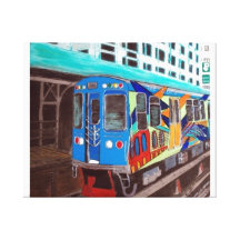 Chicago Graffiti El Train Stretched Canvas Print