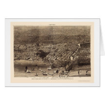 Chicago, IL Panoramic Map - 1874 Greeting Cards