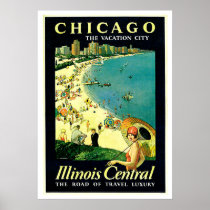 Chicago Illinois Beach Vintage Travel posters