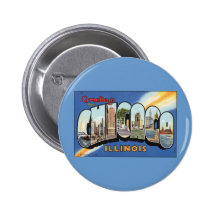 Chicago Illinois Vintage Postcard Buttons