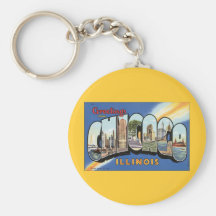 Chicago Illinois Vintage Postcard Key Chains