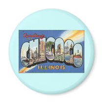Chicago Illinois Vintage Postcard Magnet
