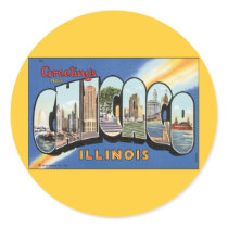 Chicago Illinois Vintage Postcard Round Sticker