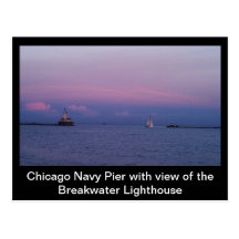 Chicago Navy Pier and Lighthouse Postcard