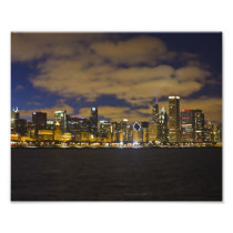 Chicago Night Skyline Print Art Photo