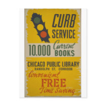 Chicago Public Library Curb Service Poster Postcards