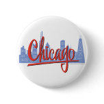 CHICAGO-RED PINBACK BUTTONS
