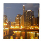 Chicago River at Nite tile