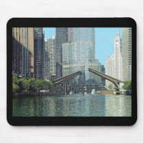 Chicago River Columbus Drive Boat Scene Mouse Pads