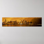 Chicago Skyline at Christmas Long Panorama Poster
