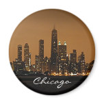 Chicago Skyline at night at John Hancock Centre Fridge Magnet