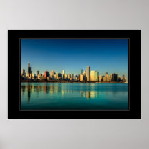 Chicago skyline at sunrise poster
