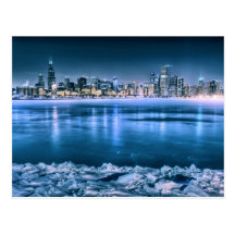 Chicago Skyline in Winter Post Card