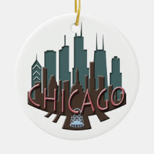Chicago Skyline newwave chocolate Christmas Ornament