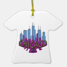 Chicago Skyline newwave cool Christmas Ornaments