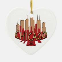 Chicago Skyline newwave hot Christmas Tree Ornaments