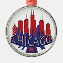 Chicago Skyline newwave patriot Ornament