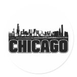 Chicago Skyline Round Stickers