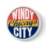 Chicago Vintage Label Pinback Buttons