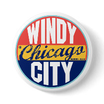 Chicago Vintage Label Pinback Buttons