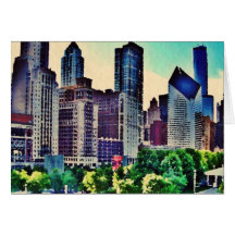 Chicago watercolor greeting card