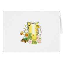 Chick and  daffodils greeting cards