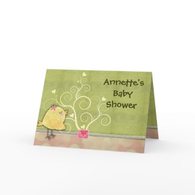 Chick and flower heart tree baby shower card by perfectpostage