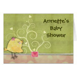 Chick and flower heart tree baby shower card