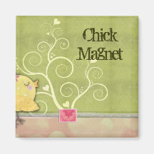 Chick and flower heart tree baby shower fridge magnets
