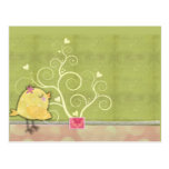 Chick and flower heart tree baby shower post card