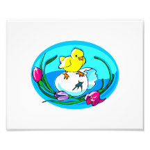 chick egg tulips teal oval art photo