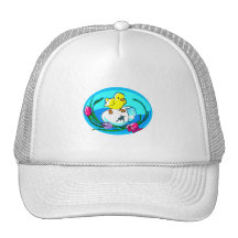 chick egg tulips teal oval hats