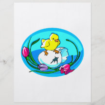 chick egg tulips teal oval personalized flyer
