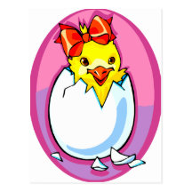 chick hatching red ribbon purple oval.png post cards