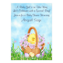 Chick in Basket Easter Baby Shower Invite ~ Girls