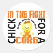 Chick In The Fight Multiple Sclerosis MS Round Sticker