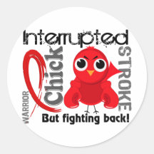 Chick Interrupted 3 Stroke Round Stickers
