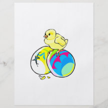 chick on two coloured easter eggs flyers