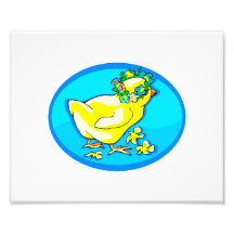 chick with flower crown blue oval art photo